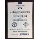 George Best Signed Dinner Menu: A Sporting Dinner with George Best who has signed the menu.