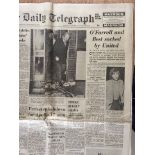 1972 The Daily Telegraph Newspaper Manchester United In Turmoil: Whole newspaper reporting the