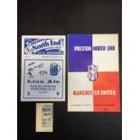 65/66 Preston North End v Manchester United Programmes + Ticket: FA Cup 6th Round dated 26 3 1966.