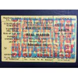 1968 Manchester United v Real Madrid Unused Football Ticket: European Cup Semi Final dated 24 4 1968
