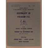 77/78 Guernsey X1 v Fulham Football Programme: Dated 6 11 1977 in very good condition.