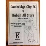 Cambridge City FC v Rabbit All Stars Football Programme: George Best played for Rabbit All Stars.