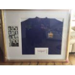 1968 Manchester United Signed Framed Shirt: Dinner menu Manchester United 1968 Grand Reunion Charity