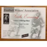 George Best Football Writers Association Gala Evening Ticket: Tribute to George Best dated 23 1