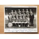 64/65 Manchester United Signed Football Photo: League Championship season signed by 13 players