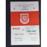 Debut For George Best Wales v Ireland Signed Football Programme: Signed by George Best on his