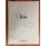 George Best Signed Wine List: Tillington Hall Hotel Wine List. Personally signed by George Best.