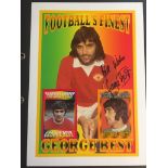 George Best Signed Football Print: Jim Hossack A4 colour print named Footballs Finest. Hand signed