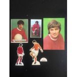 George Bests DC Thompson Football Cards: Three cards with 2 cardboard figures. (5)