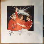 Cantona Best + Robson Signed Football Print: Seventh Heaven by reputable maker Beckett Studio