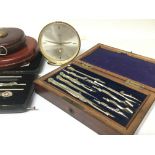 A rosewood cased draftsman's instrument set one ot