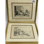 Two framed pencil sketches, signed, depicting wome