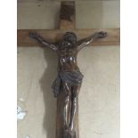 A spelter and oak crucifix - NO RESERVE