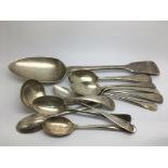 A collection of hallmarked silver spoons, approx 2