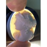 A Victorian carved agate cameo. 4x3cm.