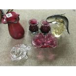 A collection of six studio glass items - NO RESERV