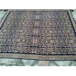 A large Persian style blue ground throw. 250 x 178cm