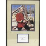 A framed and glazed signed photo display of Michael Caine, approx 30cm x 43cm.