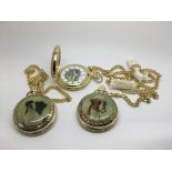 Three new pocket watches decorated with dogs both