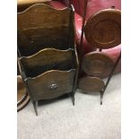 A oak cake Three tier cake stand stand And a oak magazine rack .