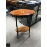 A French inlaid Rosewood occasional table the oval