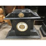 2 black slate mantle clocks with gilt decoration.