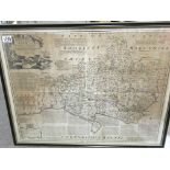 An 18th century framed Map of Dorset Shire by Eman
