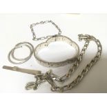 A collection of silver jewellery bracelets necklac