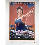 A limited edition Rolling Stones tour print from 1994 with printed signatures of the band below
