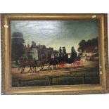 A gilt framed 20th century oil painting on canvas