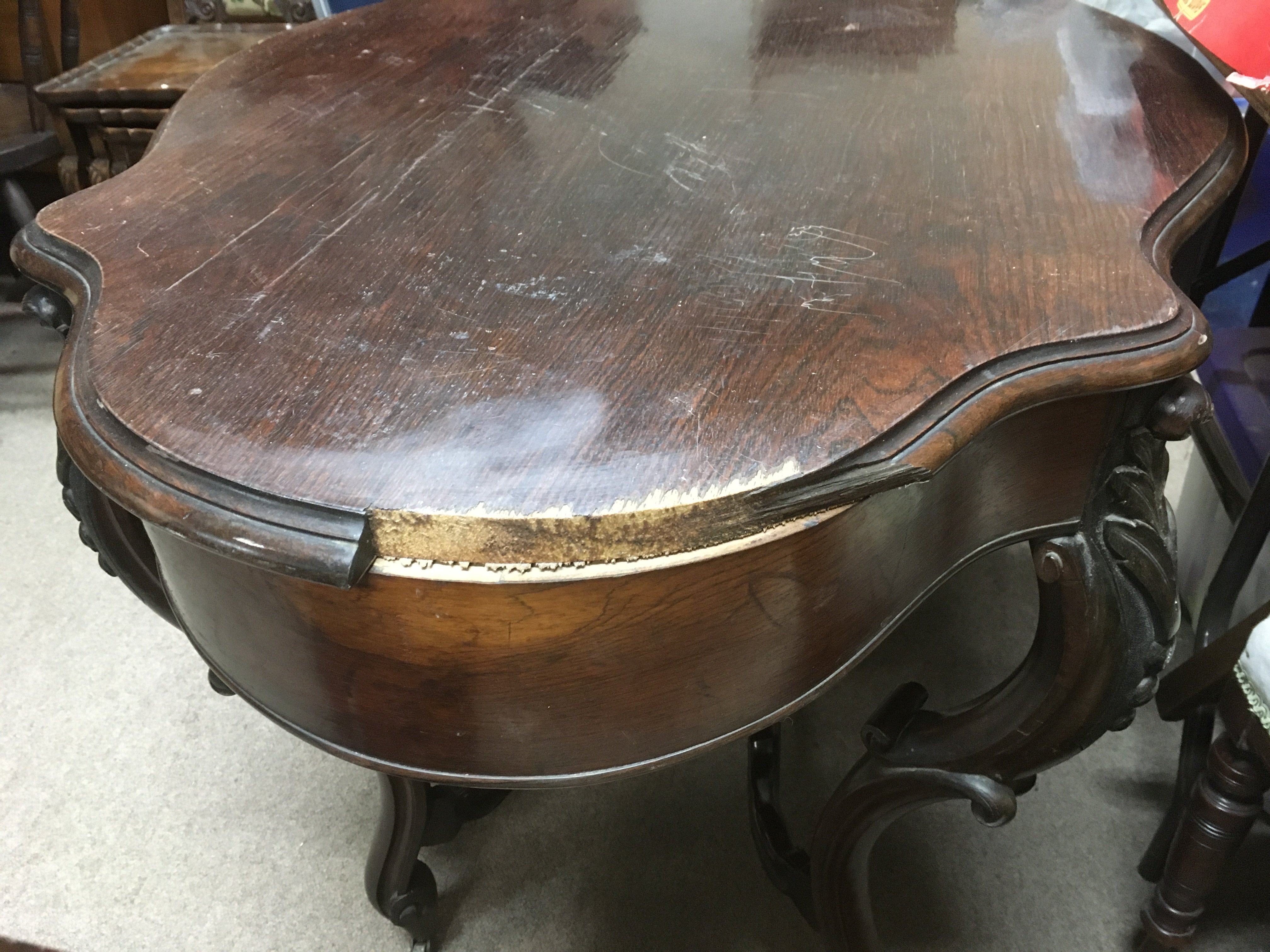 A 19th Century rosewood table with shaped top, som - Image 2 of 2