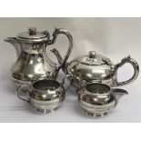 A four piece Walker & Hall silver plated tea set,