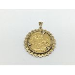 A Victorian 1892 gold sovereign in a pendant mount