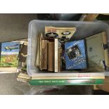 A box of books, board games, various ephemera etc
