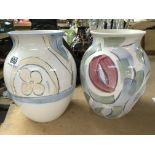 2 modern Poole studio pottery vases.