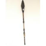 An Antique carved wood African tribal spear with a