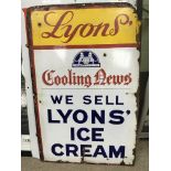 A vintage enamel sign for Lyon's ice cream, approx