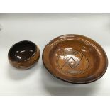 Two Bernard Leech pottery bowls, approx diameters