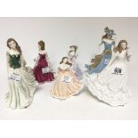 A collection of six Royal Worcester lady figures.