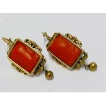 A pair of early Victorian 14ct gold and cameo earr
