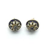 A pair of antique French gold and paste earrings,