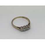 A 9ct gold ring set with 3 diamonds approx 0.5ct.