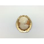 A cameo brooch in a gold mount, approx 3.5cm x 3cm