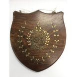 A George V Royal Engineers wooden shield inlaid wi