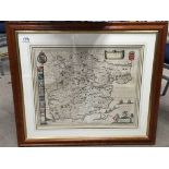 An early framed book map of Essex with latin text.