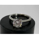 A Platinum solitaire diamond ring, 1.55ct, Colour