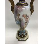 A 19th century sevres style enamel vase finely det