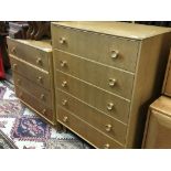 Two modern design light oak chest of drawers fitte