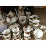 A Royal Albert old English county rose tea and coffee set with both tea and coffee pots cups and