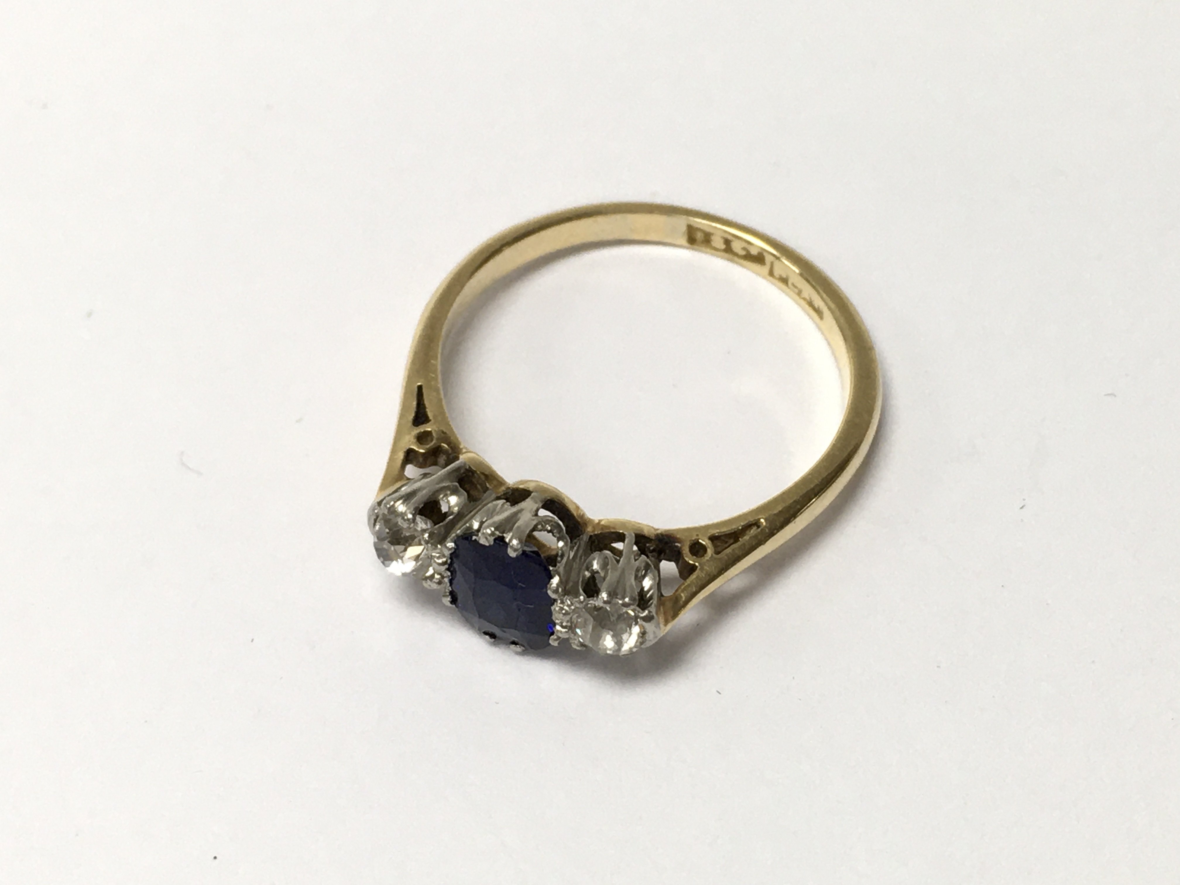 An 18ct gold and platinum mounted sapphire and dia